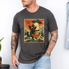 Cat Ramen UFO Funny Japanese Anime Tee Men Women Teens T-Shirt