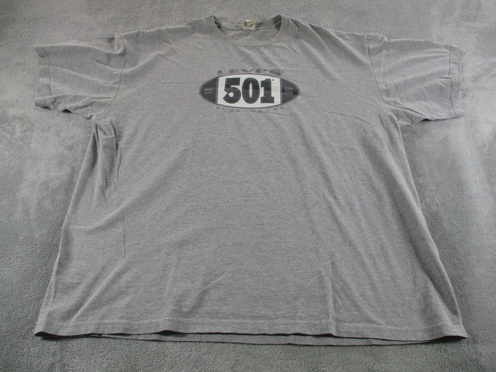 Vintage Levi’s 501 Blue Jeans Shirt Mens XL Gray Graphic Tee Made USA 90s