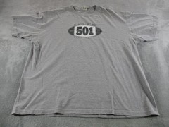 Vintage Levi’s 501 Blue Jeans Shirt Mens XL Gray Graphic Tee Made USA 90s