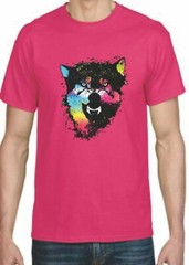 Adult DryBlend® T-Shirt – ( COLORFUL TECHINCOLOR / NEON WOLF / WOLVES)