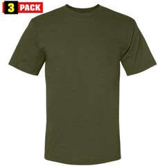 US Military Solid Color T-Shirts 100% Cotton Made in USA Short Sleeve Tees 3PACK