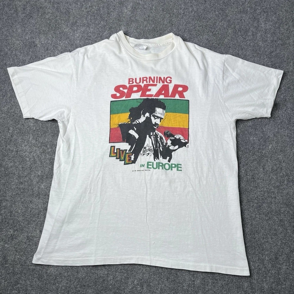 Vtg 1988 Burning Spear Live In Europe Tour T-shirt 1side reprint PA184