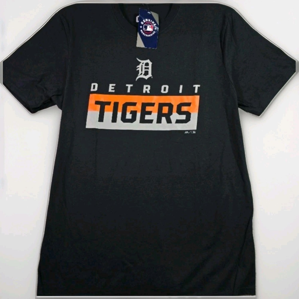 MLB Detroit Tigers Shirt Mens Large Black Baseball Outdoor Sports Casual NWT