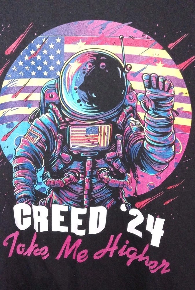 Creed 24 Astronaut Graphic T-Shirt Black 2XL Take Me Higher Gildan Concert