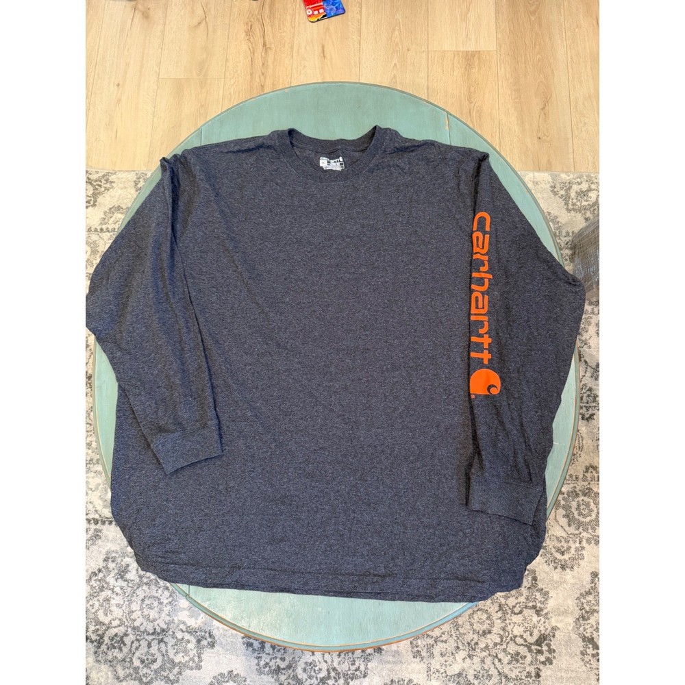 Carhartt Mens 3XL Loose Fit Long Sleeve T-Shirt Graphic Logo Grey TK0231-M