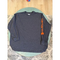 Carhartt Mens 3XL Loose Fit Long Sleeve T-Shirt Graphic Logo Grey TK0231-M