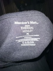Member’s Mark Men’s Thermal Henley Long Sleeve T-Shirt Black
