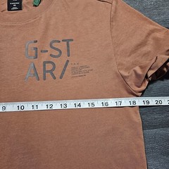 G Star Raw Lash T Shirt Mens XS Brown Curved Hem Organic Cotton Sustainable