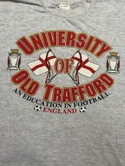 Vintage Old Trafford University T Shirt Double Sided EPL Manchester Unique