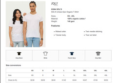 SOLS Unisex Adult Epic Organic T-Shirt Short Sleeve Ribbed Collar Plain Tee Top