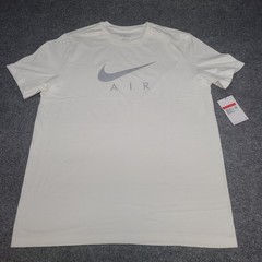 Nike Shirt Mens Large White Silver Air Swoosh Sportswear Lightweight Cotton Tee