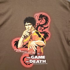 VINTAGE Bruce Lee Game of Death T Shirt Mens L Large Brown Ultra Cotton Graphic