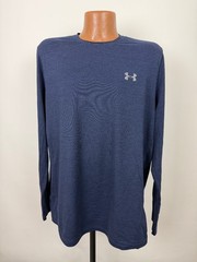 Under Armour Shirt Men XL Loose Cold Gear Blue Black Striped Polyester Elastane