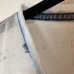 Buffalo David Bitton T-Shirt Small S Sheer Striped Ragged Edge V-Neck Tee READ