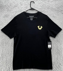 True Religion Metallic TR Seal Graphic Tee – Jet Black – Size Medium – NWT