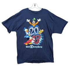 2013 Walt Disney World Mens Large Graphic T-Shirt Mickey Mouse Goofy Donald Duck