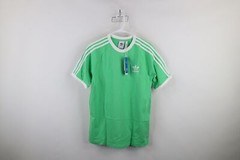 New Adidas Mens M Spell Out Trefoil Striped Short Sleeve Ringer T-Shirt Green