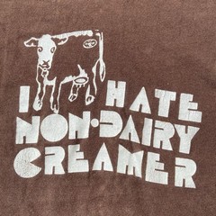 Vintage 70s Russell Mills T Shirt Cow “I Hate Non Dairy Creamer” Slogan USA Rare