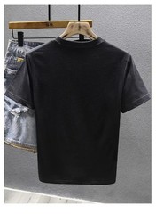 Men’s Summer Casual Short Sleeve T-Shirt Dragon Embroidery Slim Fit O-Neck Top