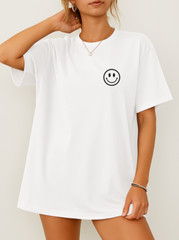 Minimalist Smiley Face Logo T-Shirt Unisex T-Shirt Streetwear Casual Style Tee