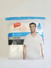 Hanes Best Men’s V-Necks Tagless Undershirt Underwear T Shirt Sz M White, 6 Pack