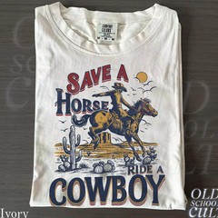 Save a Horse Ride a Cowboy T-Shirt, Vintage 90s Western Graphic Tee Gift