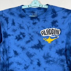 Disney Shirt Mens Medium Blue Aladdin Long Sleeve Tie Dye Our Universe Cotton