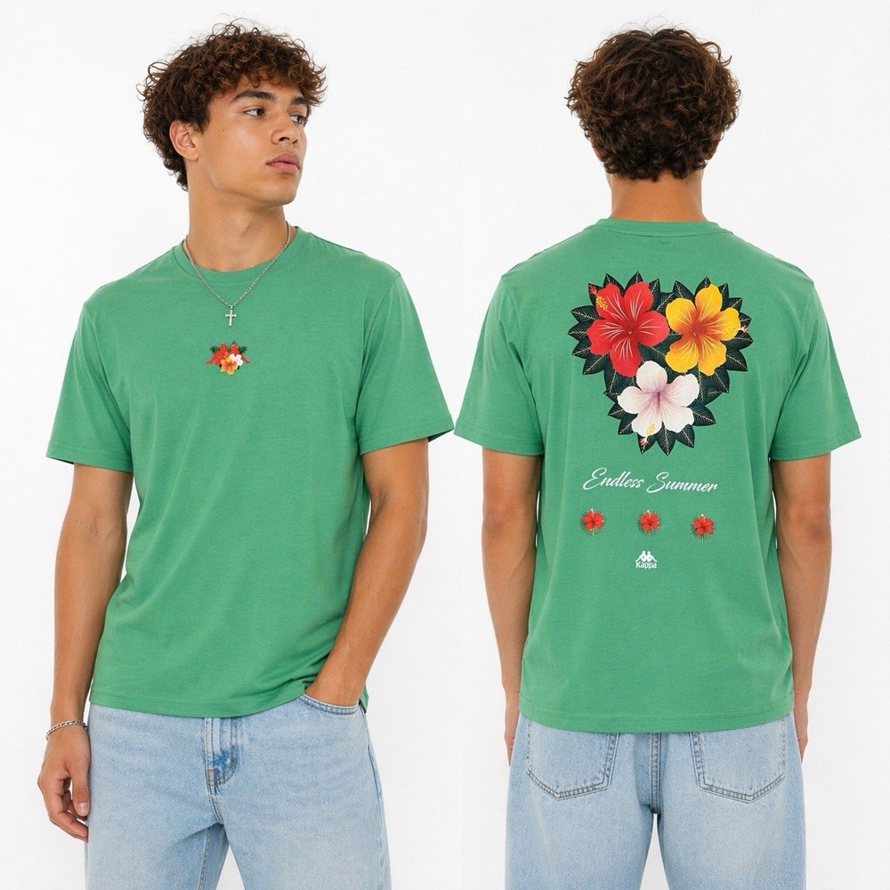 NWT Kappa Men’s Large Authentic Runis T-Shirt Tee Red 100% Cotton Molynes Summer