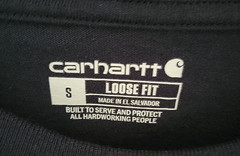 Carhartt Mens Loose Fit Heavyweight Tshirt Size S Navy Blue Long Sleeve Logo