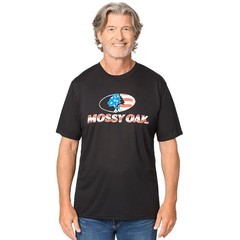 Mossy Oak Black T-Shirt Large USA Flag Theme