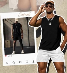 Men’s Tank Tops Sleeveless Quick Dry Polyester Solid Color Summer Beach Sports