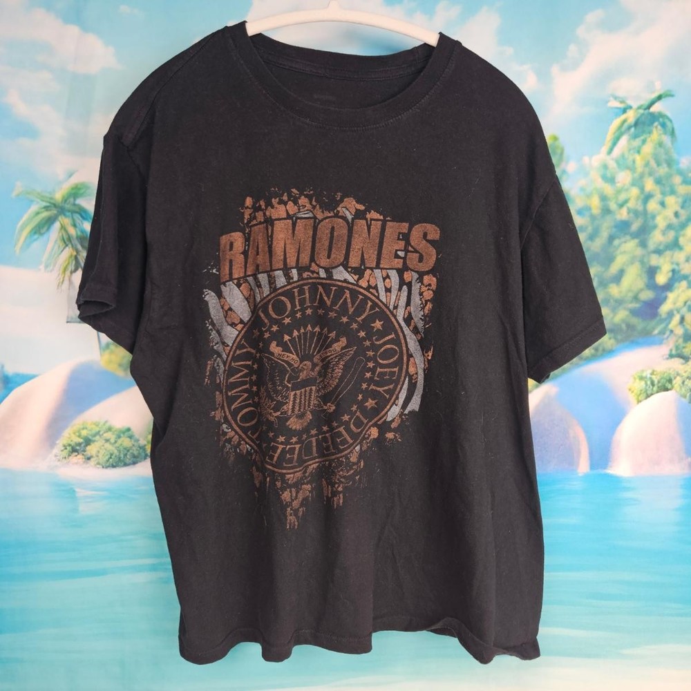 Ramones Classic Logo Black Band T-Shirt Tee Mens 2XL Grunge Punk Rock Oversize