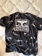 Obey Russell Athletic Black-And-White All Over Print T-Shirt Logo Tag Sz L