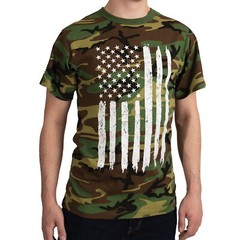 Rothco Camo US Flag T-Shirt Camouflage Tee Shirt With Distressed US Flag