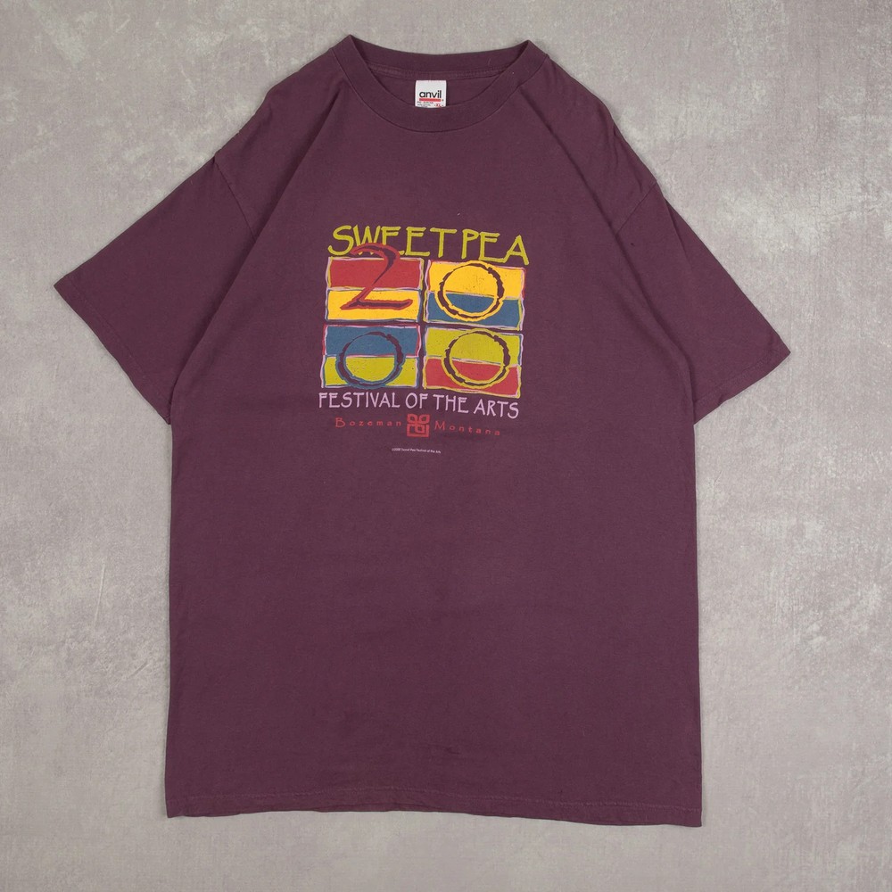 Anvil Vintage Sweetpea Festival T-Shirt X-Large Men’s 2000 USA Made Purple