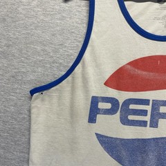 Pepsi Basketball Tank Top Mens XL Beige Big Graphic Logo Wide Strap Round Neck