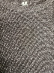 H&M Waffled Long Sleeve Top In Black Marl Size L