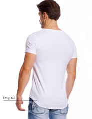 V Neck T Shirts Men Deep V Neck Tee Muscle Slim Fit Low Cut Undershirts White L