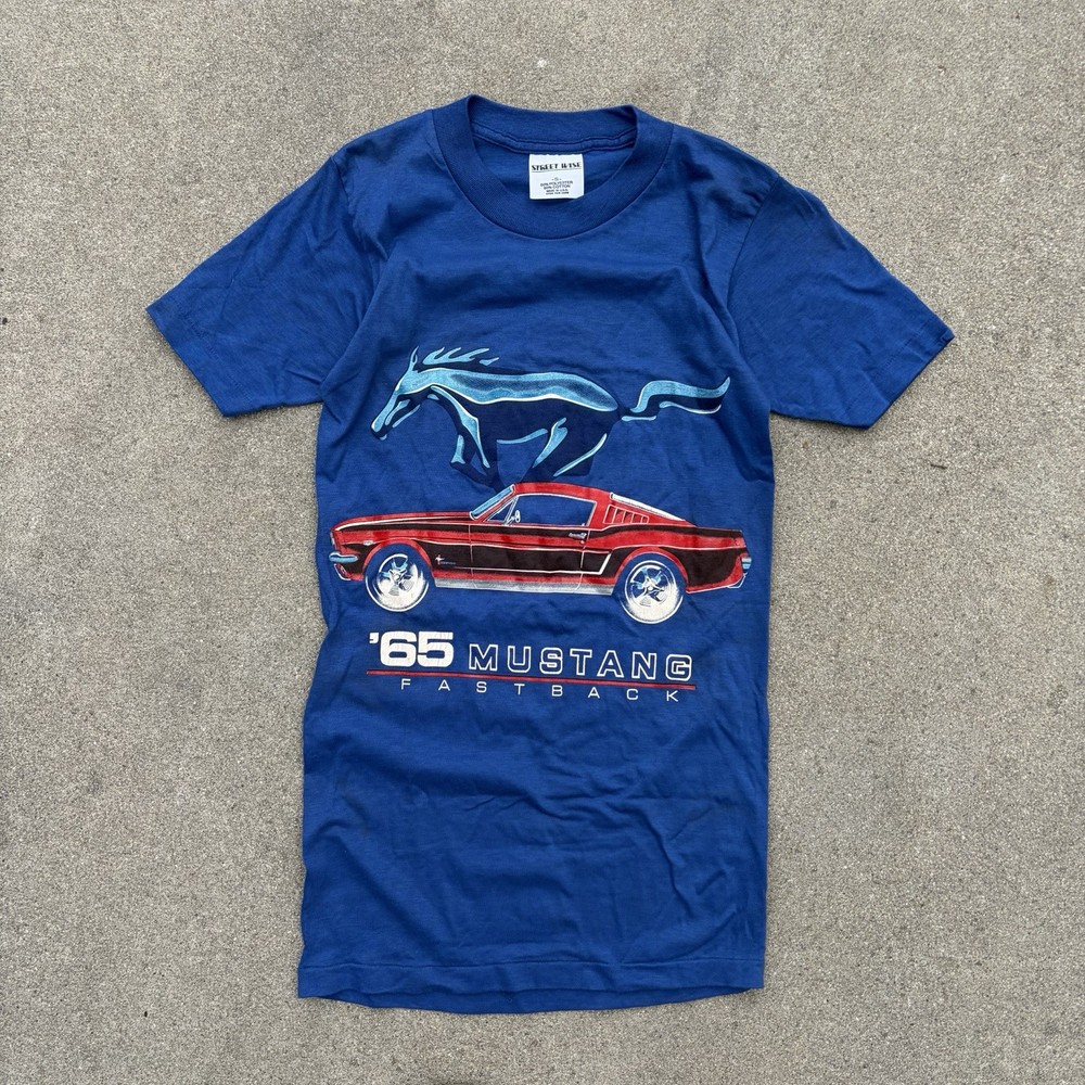 Vintage Single-Stitch ’65 Ford Mustang Fastback Graphic Tee Size S from the 80s