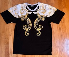 19V69 by Versace v 1969 Italia Sexy Rich Gold Foil Black T-Shirt Mens XL Top