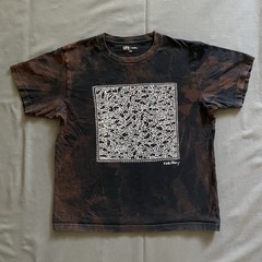 Uniqlo X Keith Haring T Shirt Mens Size Medium Black Bleach Dye Pop Art Artist
