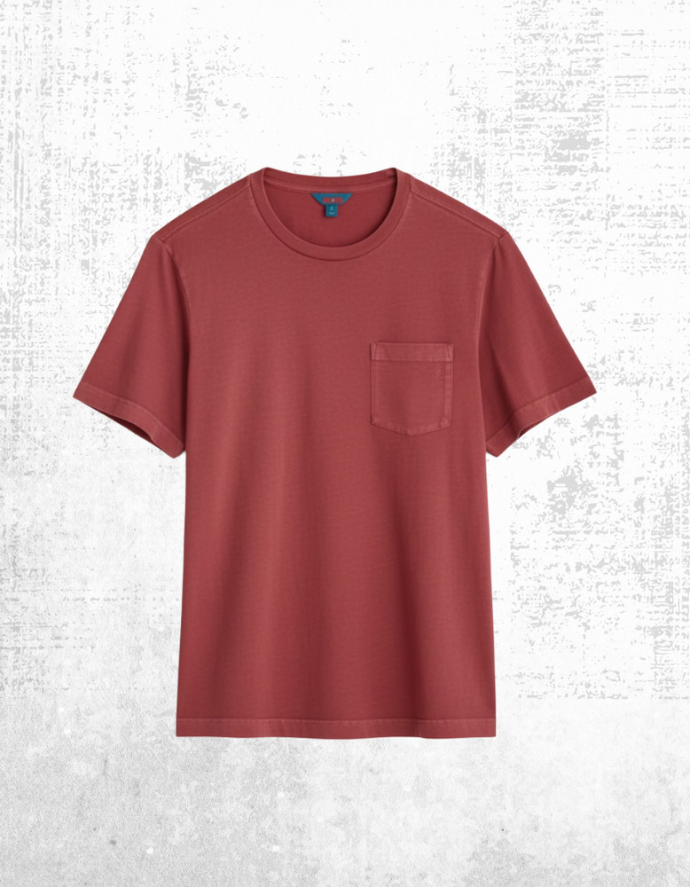 Men’s Seasalt Cotton Crew Neck Chest Pockets T-shirt Bam Red Cyan Boxy Fit