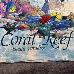 Vintage 1992 Coral Reef Aquatic Paradise Liquid Blue T-Shirt Men XL Tie Dye Fish