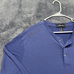 RLX Ralph Lauren Performance Stretch Henley Mens 2XL Long Sleeve Shirt Blue