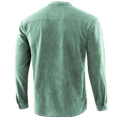 Men Fashion Casual Shirt Retro Pure Color Stand-Up Long Sleeve Collar Top
