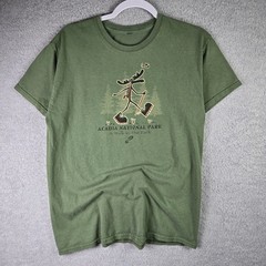 Acadia National Park T Shirt Mens Medium Green Nature Outdoors Hiking Animals