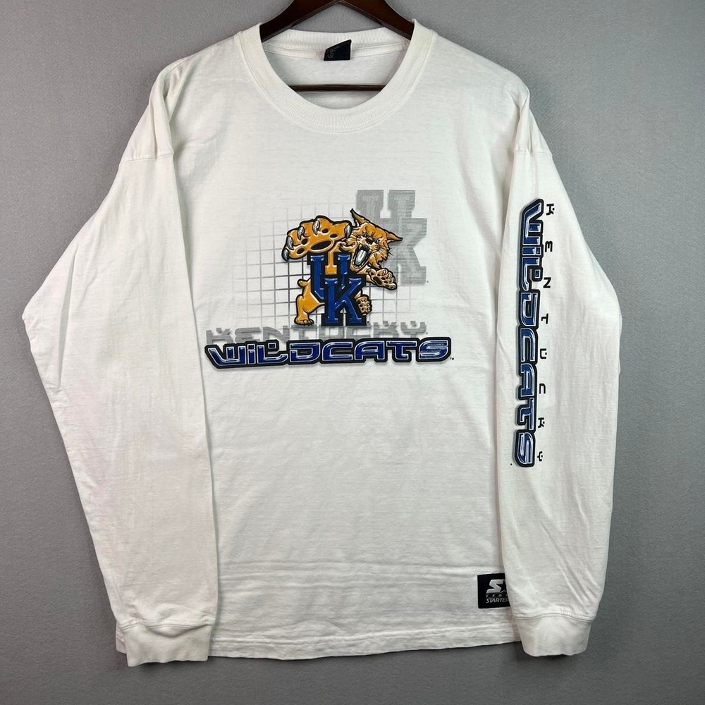 Vintage Kentucky Wildcats Long Sleeve Y2K Starter White Mens Shirt L
