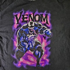Marvel Venom Adult T-Shirt XL Black Eddie Brock Graphic Spiderman SS crew K1a