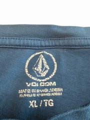 Cool Volcom 90s surf skate Men Blue Striped Logo Crew Neck Short Sleeve Size XL
