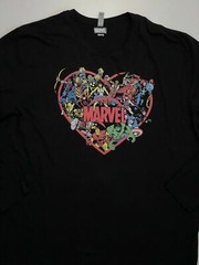 Marvel Avengers Heart Graphic Tee Comic Theme Black Long Sleeve Shirt Men’s XXL